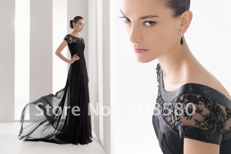 black evening dresses with sleeves