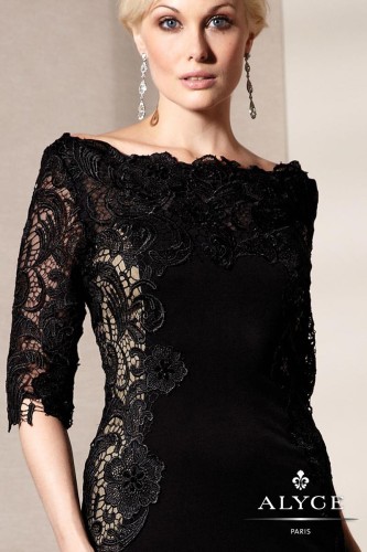 black lace evening dresses