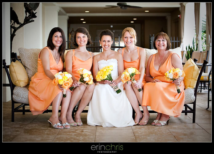 bright orange bridesmaid dresses