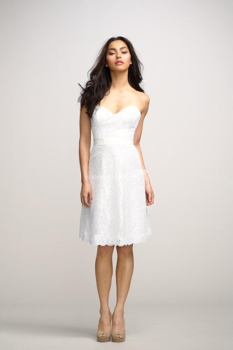 white lace strapless dress