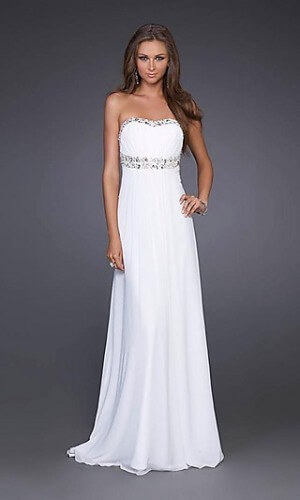 white strapless prom dress